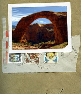 rainbow bridge, lake powell, page, arizona, usa, stamps, envelope