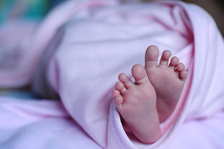 宝贝, 脚, 橡皮布, 新生儿, 儿童, 皮肤, 小