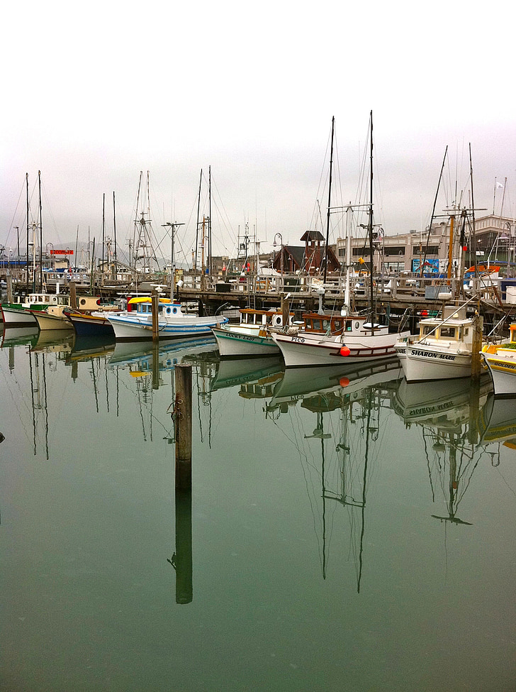 San francisco, Californië, Bay, haven, poort, water, reflecties