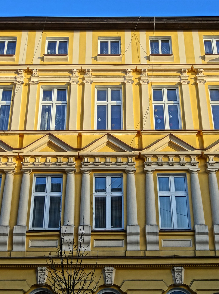 Bydgoszcz, façade, Windows, maison, architecture, style art nouveau, extérieur