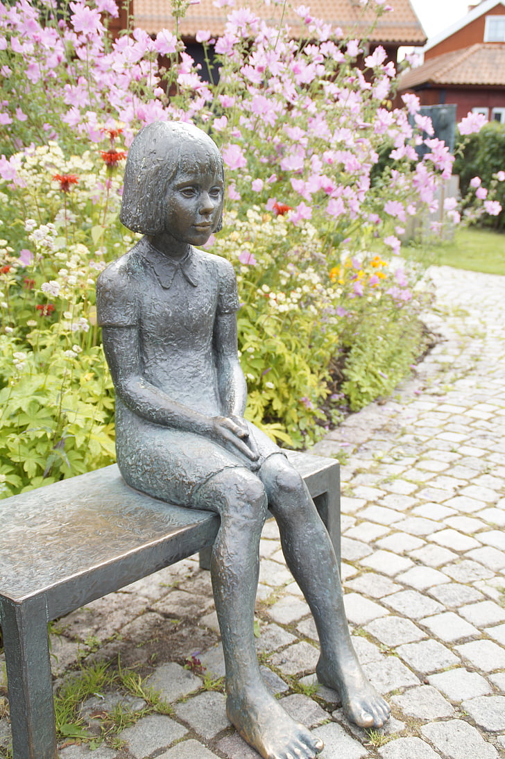 Дівчина, поодинці, фігура, скульптура, Малий, дитина, самотня