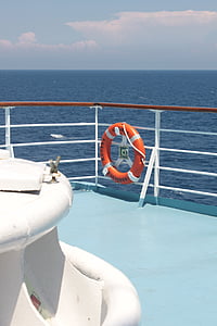 sea, ferry, corsica, lifebelt, ship, water, holiday