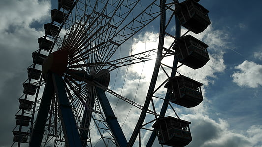panoramsko kolo Wiener Riesenrad, Oktoberfest, Romantični, Bavarska, oblaki, nebo, modra
