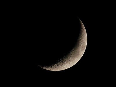 Półksiężyc, Księżyc, Księżycowy, Astrofotografia, Satelita, miejsca, noc