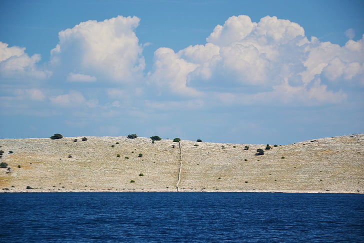 Kornati-öarna, Kroatien, kusten, ön, Adriatiska havet, moln, havet
