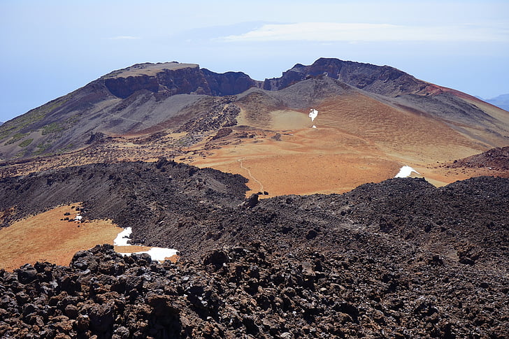 Pico viejo, lavastrømmen, vulkanen, vulkansk krater, krateret, fjell, toppmøtet