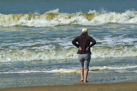 пляж, жінка, людини, хвиля, Surf, піщаним пляжем, свята