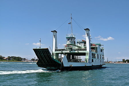 ferry, buque de carga, portador de la, la barcaza, Venecia, Italia, agua