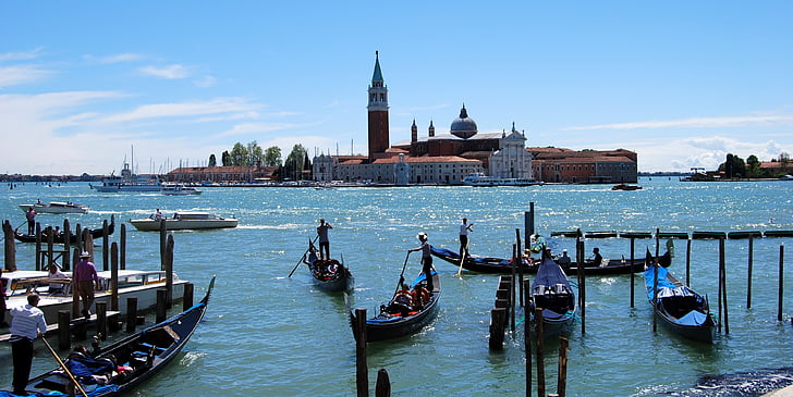 Benetke, Gondola, otok, Laguna, Italija, vode, morje