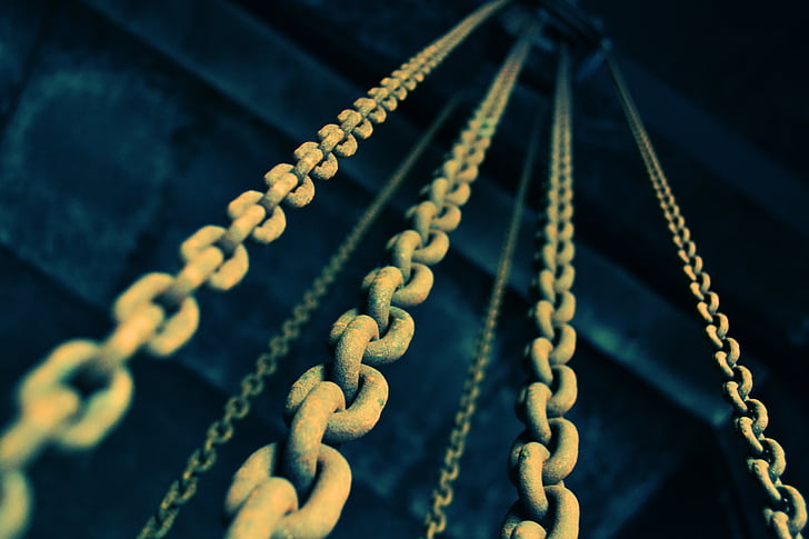 chain, rusty, old, metal, link
