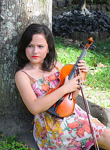 clàssica, violinista, violí, instrument, pensament, músic, música