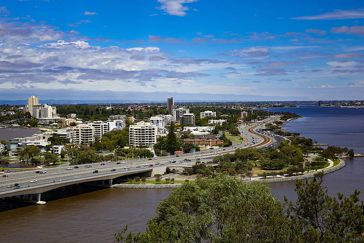 Perth, Austrália, edifício, céu, centro da cidade, arquitetura, paisagem urbana