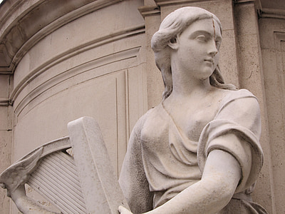 Reina Ana, estatua de, cara, piedra, arpa, Terpsícore, resistido