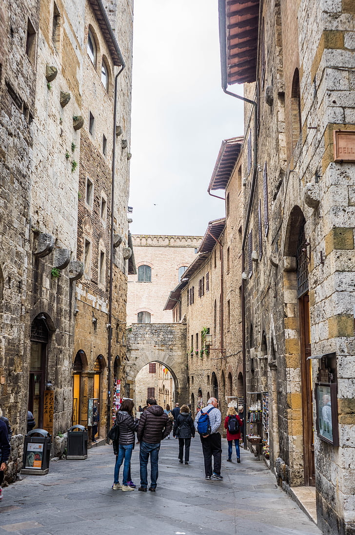 San gimignano, Włochy, Toskania, Architektura, Ulica, starożytne, historyczne