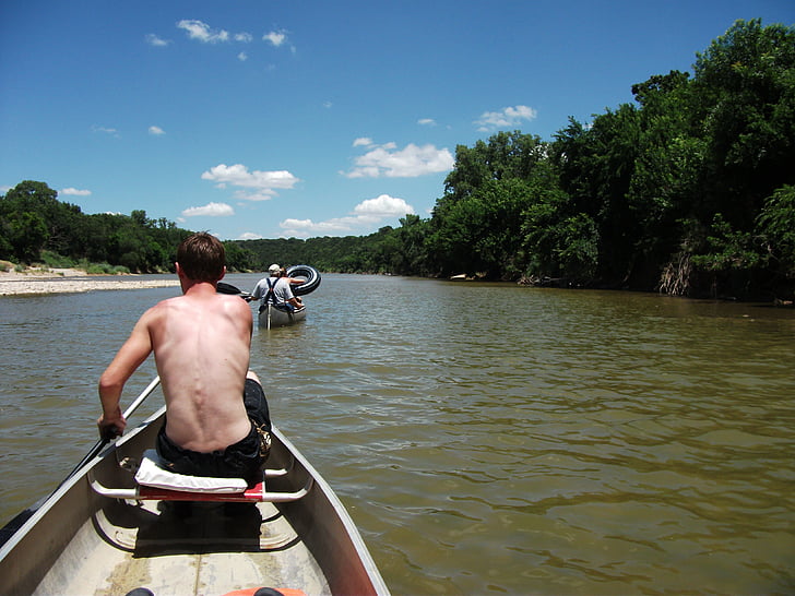 kanosejlads, Brazos floden, Texas, udendørs aktiviteter, solskoldning, solcreme, aktivitet
