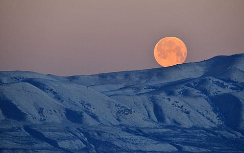พระจันทร์เต็มดวง, การตั้งค่า, ภูเขา, คืน, ภูมิทัศน์, สวยงาม, แสง