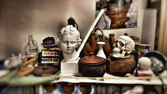 Eros, Baguio, busto, cráneo, Taller, estudio, dibujo