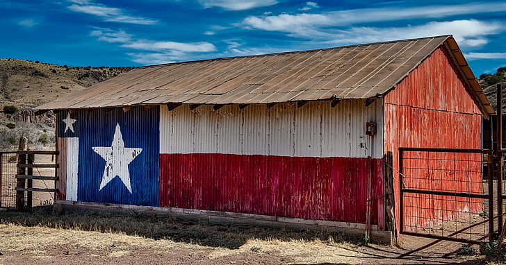 Texas, schuur, metaal, Ranch, boerderij, Lone star, geschilderd