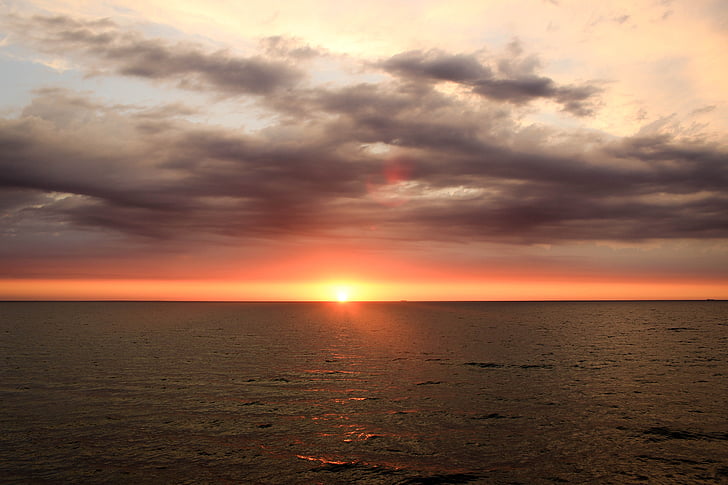 sunset, sky, clouds, sea, baltic sea