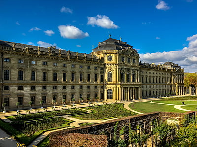 Würzburg, Residence, barokki, Puutarha, arkkitehtuuri, rakennus, Mielenkiintoiset kohteet: