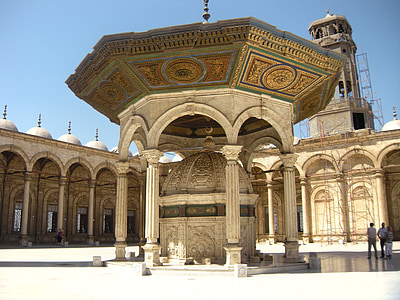 moskee, in binnenplaats, grote moskee, Grande mosqe van mohammed ali, Cairo, Egypte