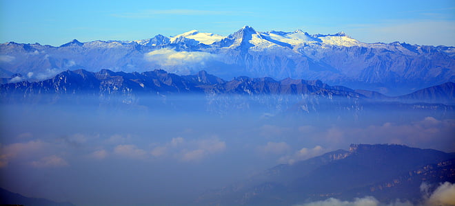 dãy núi, Adamello, tuyết, đám mây, bầu trời, cảnh quan, tops