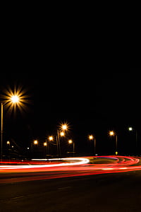 time, lapse, photography, red, white, lights, line