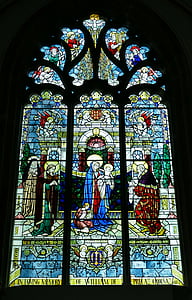 kirke, vindue, kirkens vindue, farvet glas, billede, England, Guernsey