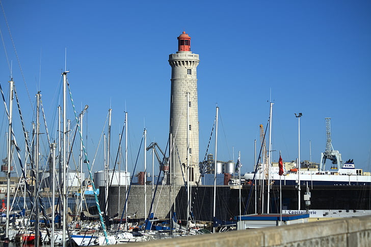 Lighthouse, Sète, more, Port, Príroda, South, letné