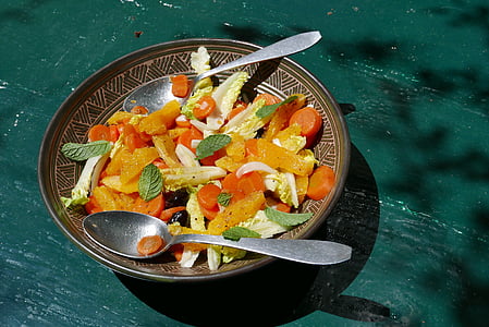 кухня, рецепт, морква, апельсини, Кмин, м'ята, салат