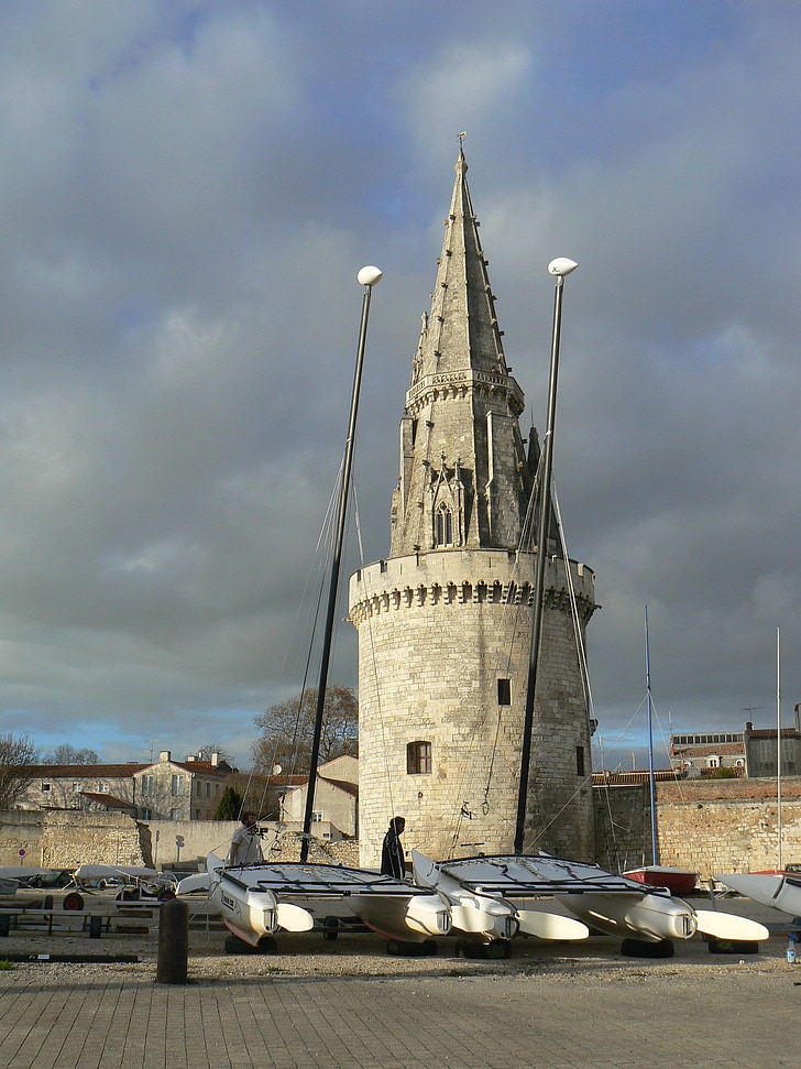 rochelle, hamn, Charente-maritime, tornet, arkitektur, kyrkan, berömda place
