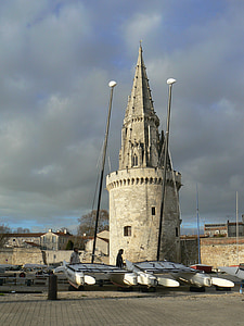 a rochelle, Porto, Charente-maritime, Torre, arquitetura, Igreja, lugar famoso