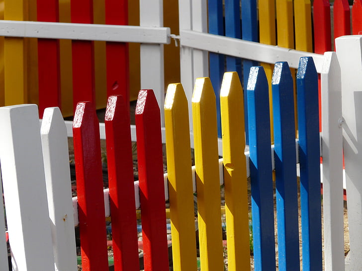 hàng rào Sân vườn, paling, đầy màu sắc, màu sắc, gỗ, màu đỏ, màu vàng