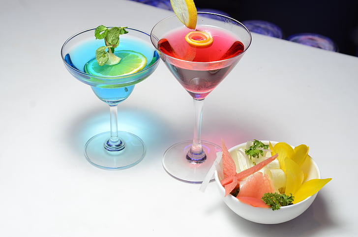 colorful drink, drink, cocktail, food, fruit, freshness, ice