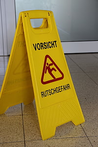 sign, risk of slipping, caution, cleaning, clean, wet, slippery