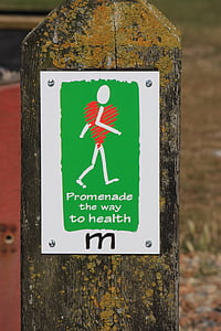 健康步行路标, 路标, 标志, 心, 健康, 步行, 行走