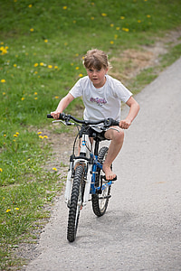 persona, humà, nen, noia, bicicleta, Ciclisme, distància
