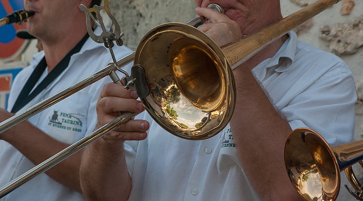 músico, trombone, músico callejero, instrumento musical