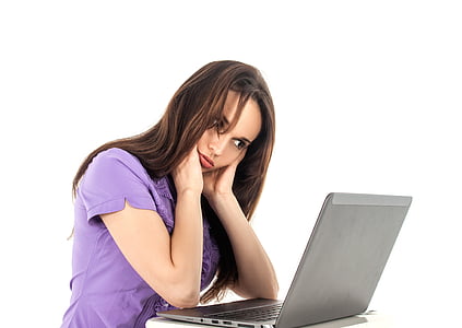 girl, computer, work, fatigue, office, woman, stand-alone