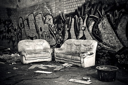 lost places, rooms, sofa, chair, furniture, leave, pforphoto