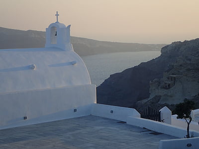 Santorini, Grecia, caldera, Cruz, arquitectura, Mar Mediterráneo, Iglesia ortodoxa