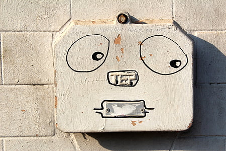 điện hộp, khuôn mặt, Buồn cười, Graffiti