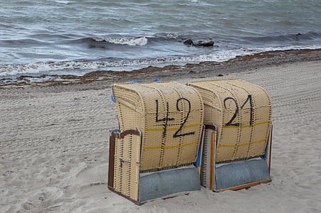 plage, chaise de plage, mer Baltique, sable, jours fériés