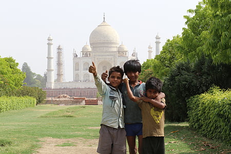 Taj mahal, Kızılderililer, Çocuk, Hindistan, Mehtab bagh, Agra, seyahat