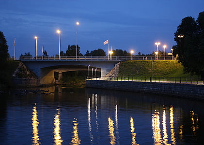 Oulu, Finsko, město, města, městský, Most, řeka