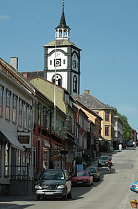 mestu Røros, Norveška, cerkev, arhitektura, ulica