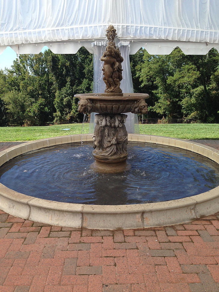 fonte, Oxon hill manor, Maryland, escultura, água, anjos