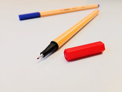 kancelář, práce, kancelářská práce, obchodní, pracoviště, pero, barevné tužky
