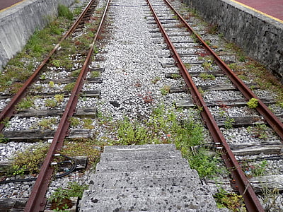 rails, 火车, 被遗弃, 铁路轨道, 运输, 钢, 车站