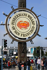 San francisco, Fisherman wharf, utca, California, városi, építészet, utazás